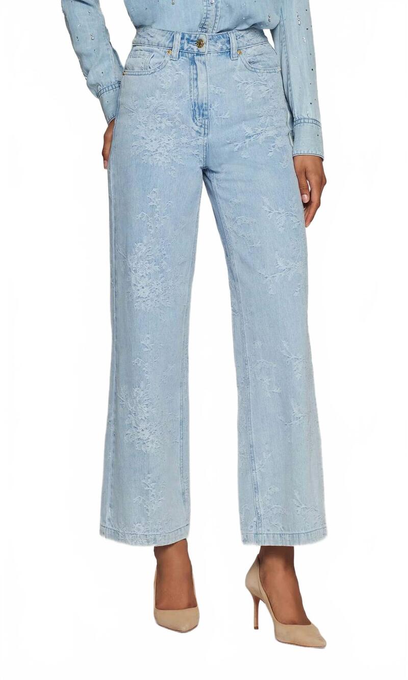 NEW GENERATION LOVE milagro floral wide leg jeans in light blue